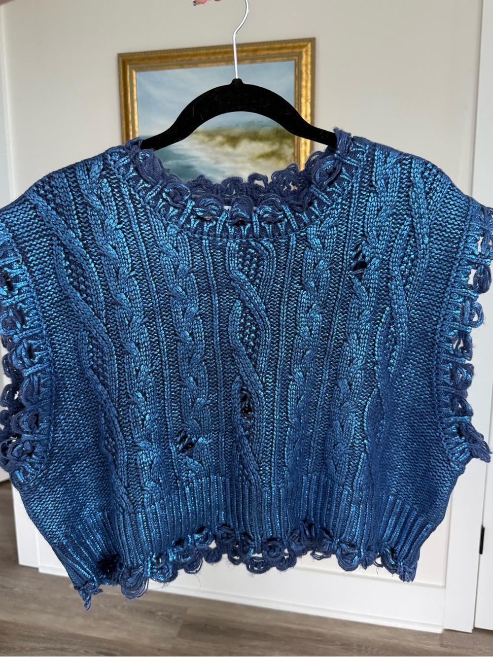 Zara blue shimmer top sweater